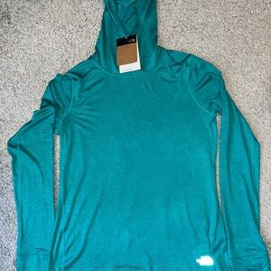 Green North Face Hooded Long Sleeve Top
